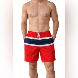 Joe Fresh Red Navy Stripe Board Shorts